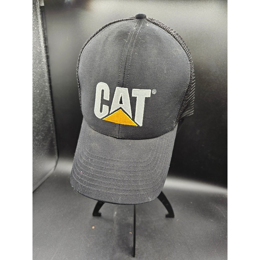 Caterpillar CAT Logo Trucker Hat Black Mesh Snapback Cyrk Workwear Cap